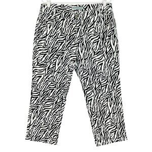 Chicos Platinum Women's Stretch Zebra Print Cropped Denim Jeans 2 US L-12 NWOT